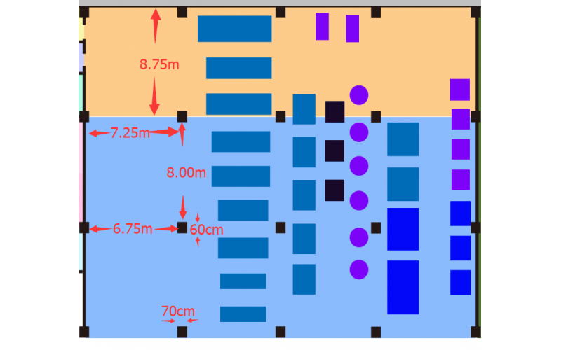 深模新工厂示意图，设备多，空间少
